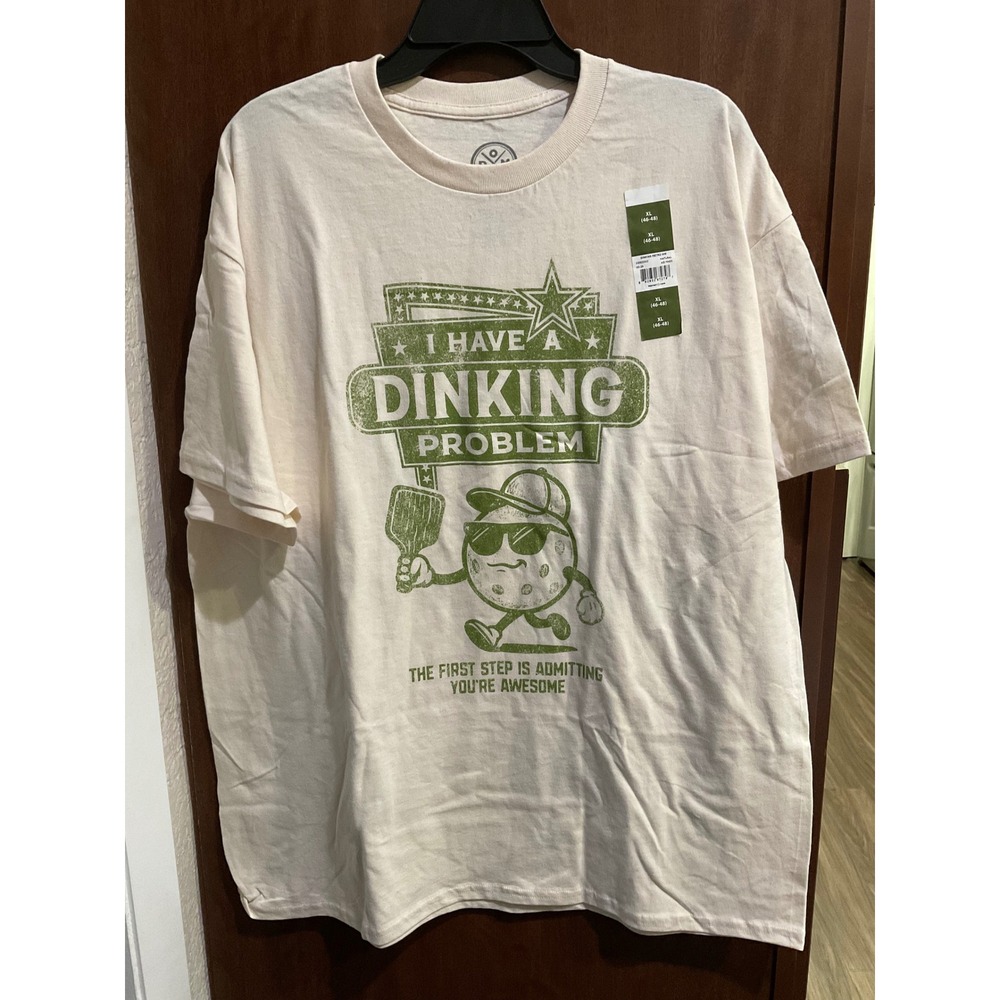 Humor Men's Drinking Problem Pickleball Graphic Tee size XL (C-040)